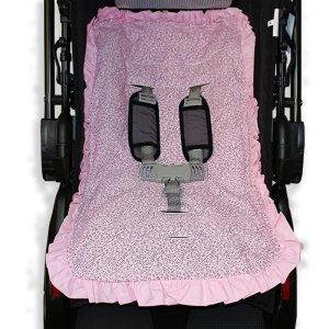Capa de Carrinho Bebê 100% Algodão - Floral Marrom