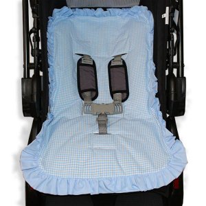 Capa de Carrinho Bebê 100% Algodão - Xadrez Azul