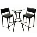 Ver imagem 6 de Jogo de Mesa Luna Bistrô Cor Preta Altura 92cm Vidro 60cm e 2 Banquetas Empilhável Altura 65cm Assen