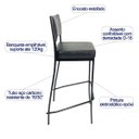 Ver imagem 2 de Jogo de Mesa Luna Bistrô Cor Preta Altura 92cm Vidro 60cm e 2 Banquetas Empilhável Altura 65cm Assen