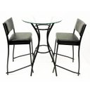 Ver imagem 1 de Jogo de Mesa Luna Bistrô Cor Preta Altura 92cm Vidro 60cm e 2 Banquetas Empilhável Altura 65cm Assen