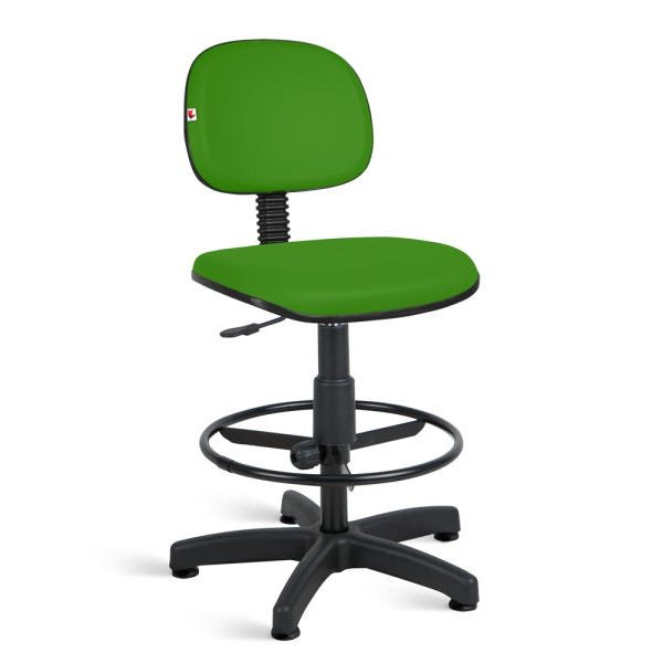 Cadeira Caixa Alta Secretária Couro Eco Verde Sapata Fixa - 1