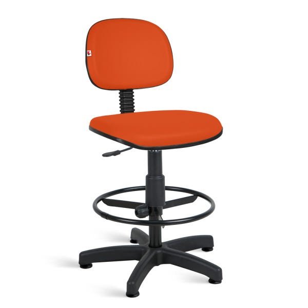 Cadeira Caixa Alta Secretária Couro Eco Laranja Sapata Fixa - 1