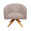 Ver imagem 2 de Poltrona Giratória Stella Corano Nozes com Linho Base Madeira MA30 D'Rossi - Bege A27