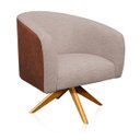 Ver imagem 1 de Poltrona Giratória Stella Corano Nozes com Linho Base Madeira MA30 D'Rossi - Bege A27