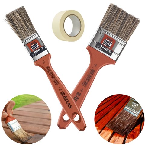 Pincel Trincha 25mm para Pintura Multiuso Profissional + Pincel Trincha 50mm + Fita Crepe 48mmx50m