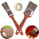 Ver imagem 1 de Pincel Trincha 25mm para Pintura Multiuso Profissional + Pincel Trincha 50mm + Fita Crepe 48mmx50m
