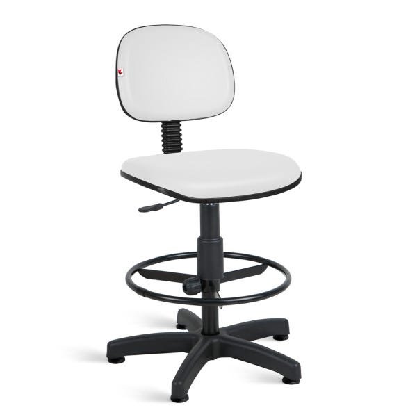Cadeira Caixa Alta Secretária Couro Eco Branco Sapata Fixa - 1