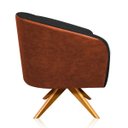 Ver imagem 3 de Poltrona Giratória Stella Corano Nozes com Linho Base Madeira MA30 D'Rossi - Preto A79