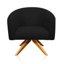 Ver imagem 2 de Poltrona Giratória Stella Corano Nozes com Linho Base Madeira MA30 D'Rossi - Preto A79