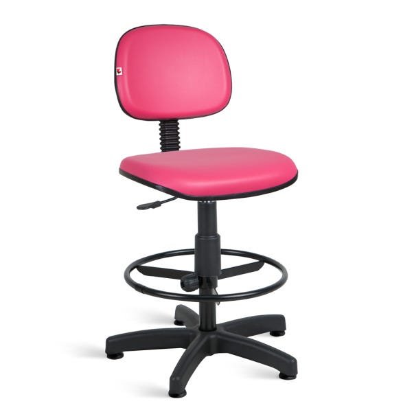 Cadeira Caixa Alta Secretária Couro Eco Sapata Fixa: Rosa - 1