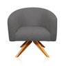 Poltrona Giratória Stella Corano Preto com Linho Base Madeira MA30 D'Rossi - Cinza A26 - 2