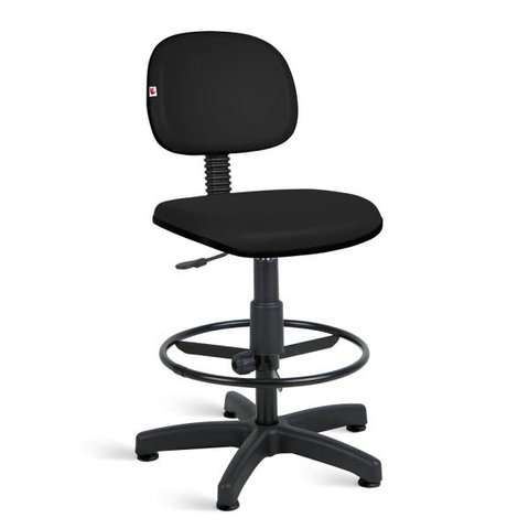 Cadeira Caixa Alta Secretária Couro Eco Sapata Fixa: Preto