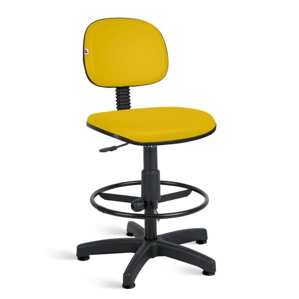 Cadeira Caixa Alta Secretária Couro Eco Sapata Fixa: Amarelo - 1