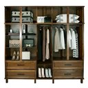 Ver imagem 3 de Guarda-roupa Casal Suécia Madeira Maciça 10 Portas 4 Gavetas com Espelho Imbuia - Pnr Móveis