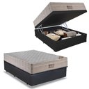 Ver imagem 1 de Cama Baú Casal Sintético + Colchão Casal Ortobom Airtech Molas SpringPocket (65x138x188) Cinza