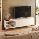 Ver imagem 1 de Rack para TV até 60 Polegadas Bandeja Integrada 2 Portas Pés em Dourado 189,5cm Maré Branco
