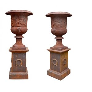 VASO ROMANO COM BASE PORTUGUESA FERRO FUNDIDO JARDIM DECOR CASA ALTO PADRÃO