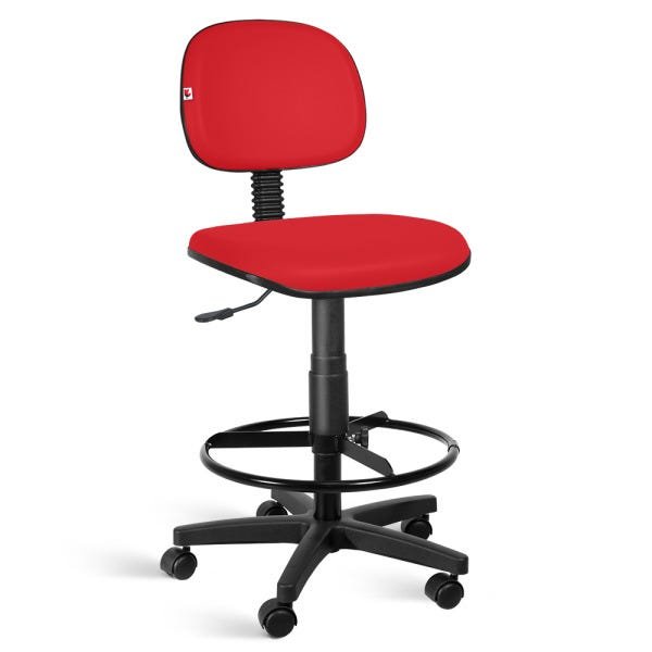 Cadeira Caixa Alta Secretária Couro Eco com Rodízios - 1