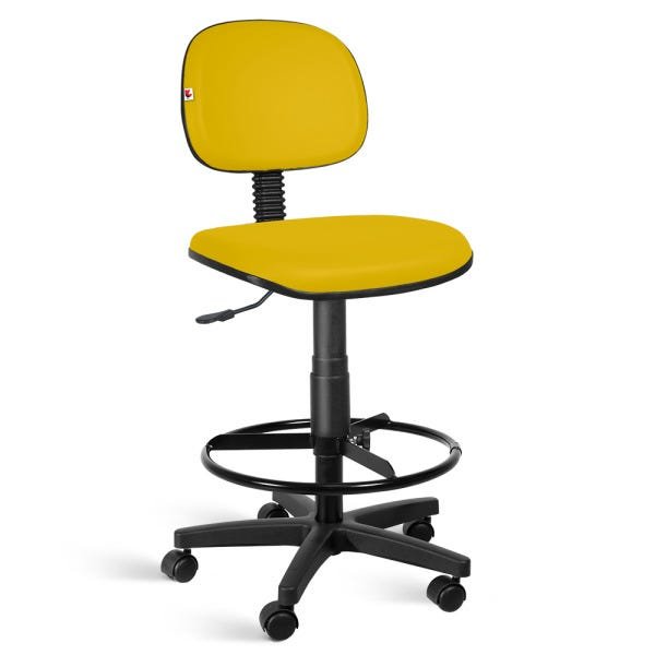 Cadeira Caixa Alta Secretária Couro Eco com Rodízios - 1