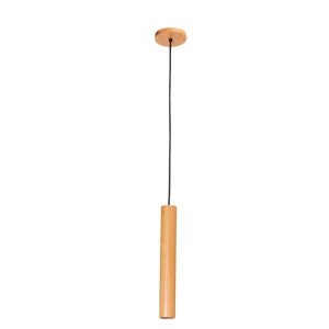 Pendente Tubo Point 35cm 1 Lâmpada Madeira Castanho Madelustre