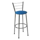 Ver imagem 2 de Kit 3 Banquetas Média Cromada Com Encosto Assento Azul
