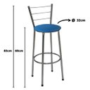 Ver imagem 3 de Kit 3 Banquetas Média Cromada Com Encosto Assento Azul