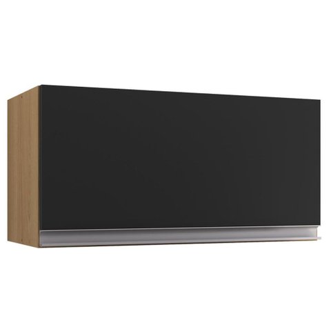Armario Aereo Basculante 60cm Andreia Amendoa Preto Reajl Moveis