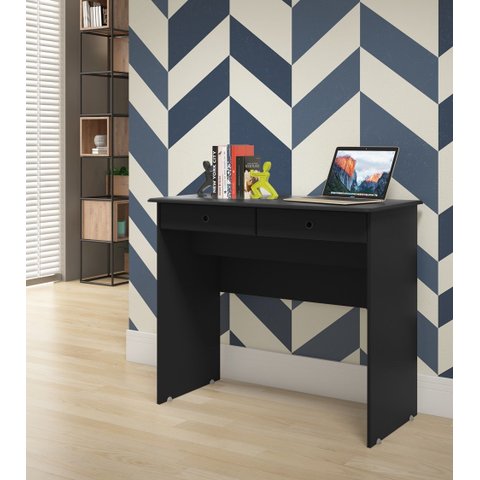 Escrivaninha 2 Gavetas Preto – Ej Móveis