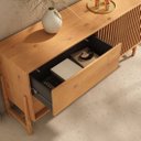 Ver imagem 4 de Balcão Ripado Buffet Madeira Compacto 145 Cm Porta Deslizante Freijó Adamo Idimex