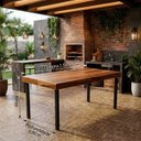 Ver imagem 4 de Mesa de Alumínio 150cm com Tampo Ripado de Madeira
