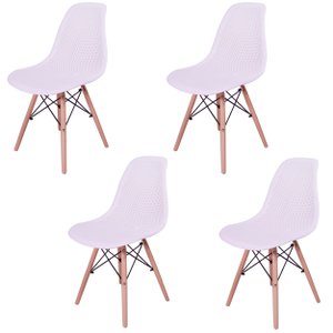 Kit 4 Cadeiras Design Charles Eames Eiffel Furadinha Cor: Branca