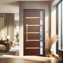 Ver imagem 2 de Porta Pivotante Lamb.Miraggio c/Puxador D. Sup.Marrom Corten Dourado 120 Brimak