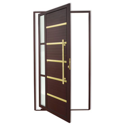 Porta Pivotante Lamb.Miraggio c/Puxador D. Sup.Marrom Corten Dourado 120 Brimak