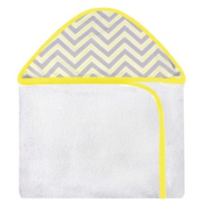 Toalha Estampada com Capuz para Bebê 100 Algodão - Chevron Amarelo