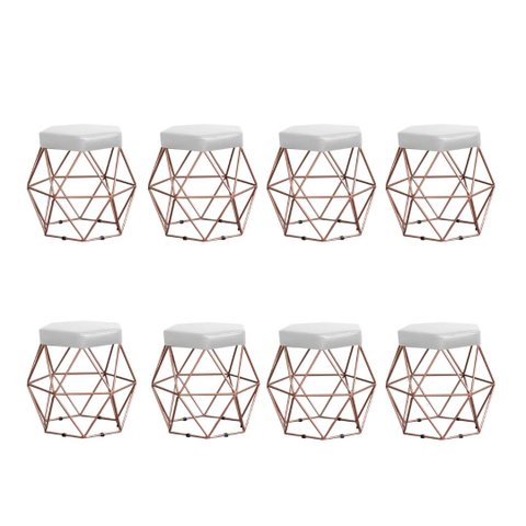 Kit 8 Puffs Decorativos Aramado Vanessa-Corino Branco