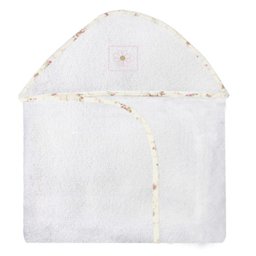 Toalha Bordada com Capuz para Bebê 100 Algodão - Floral Rosa - 1