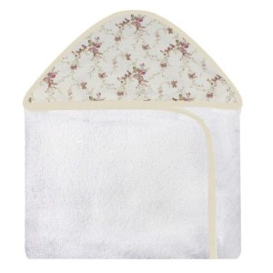 Toalha Estampada com Capuz para Bebê 100 Algodão - Floral Ferrugem