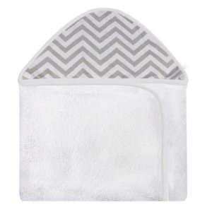 Toalha Estampada com Capuz para Bebê 100 Algodão - Chevron Cinza