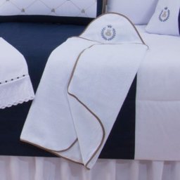 Toalha Bordada com Capuz para Bebê 100 Algodão - Thed Azul Marinho - 2