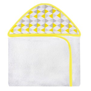 Toalha Estampada com Capuz para Bebê 100 Algodão - Losango Amarelo