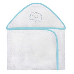 Toalha Bordada com Capuz para Bebê 100 Algodão - Elefante Chevron Azul - 1