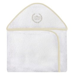 Toalha Bordada com Capuz para Bebê 100 Algodão - Realeza Caqui - 1