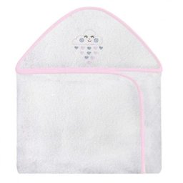 Toalha Bordada com Capuz para Bebê 100 Algodão - Chuva de Benção Rosa - 1