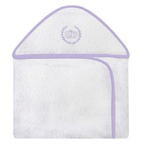 Toalha Bordada com Capuz para Bebê 100 Algodão - Realeza Lilás