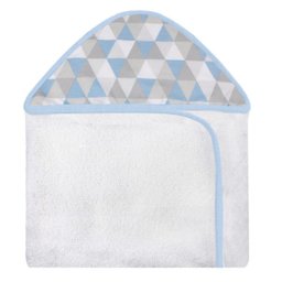 Toalha Estampada com Capuz para Bebê 100 Algodão - Losango Azul - 1