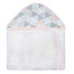 Toalha Estampada com Capuz para Bebê 100 Algodão - Losango Rosa - 1