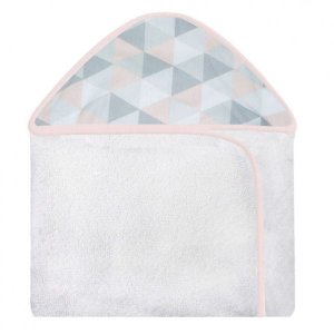 Toalha Estampada com Capuz para Bebê 100 Algodão - Losango Rosa