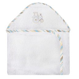 Toalha Bordada com Capuz para Bebê 100 Algodão - Trator - 1