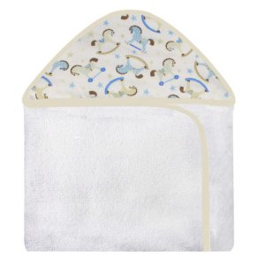 Toalha Estampada com Capuz para Bebê 100 Algodão - Cavalinho